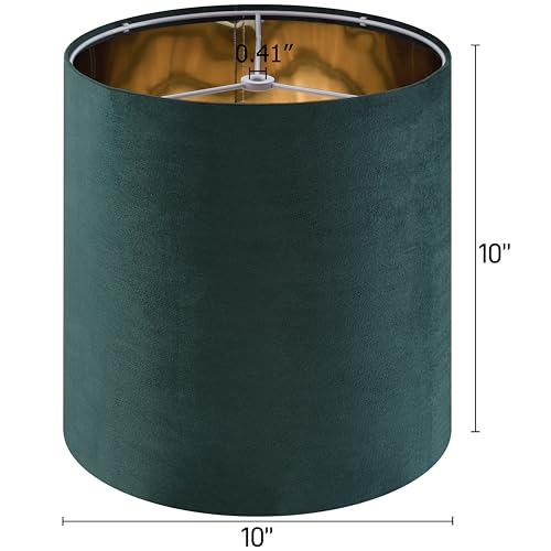 GOSO Tall Drum Natural Velvet Green Lamp Shades (2 Count)