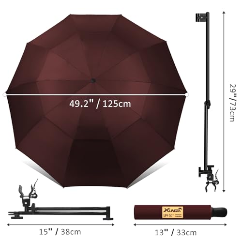 UPF 50+ Beach Umbrella with Adjustable Universal Clamp