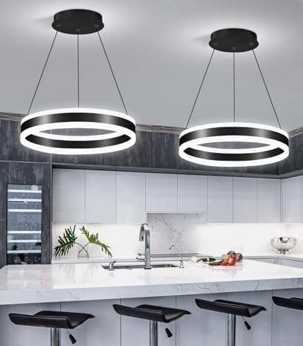 D15.7'' Modern Ring Chandelier for Dining Room LED Dimmable Pendant Lighting High Ceiling Chandelier for Living Room Foyer Bedroom Entryway 3000K