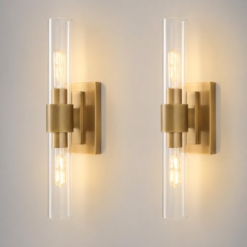 Gold Brass Bathroom Wall Sconce (2 Count)
