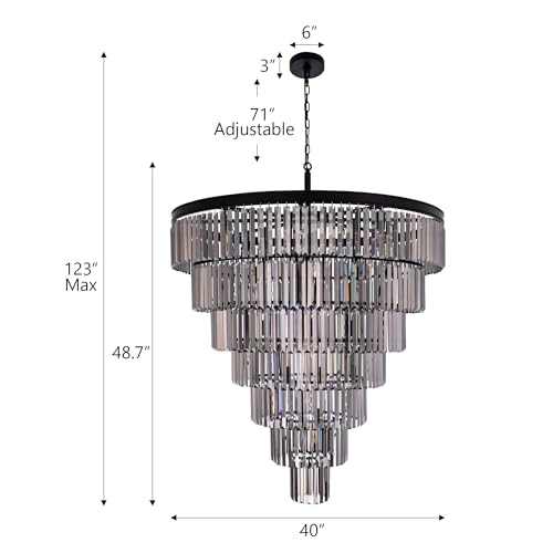 Black Crystal Chandelier for Living Room
