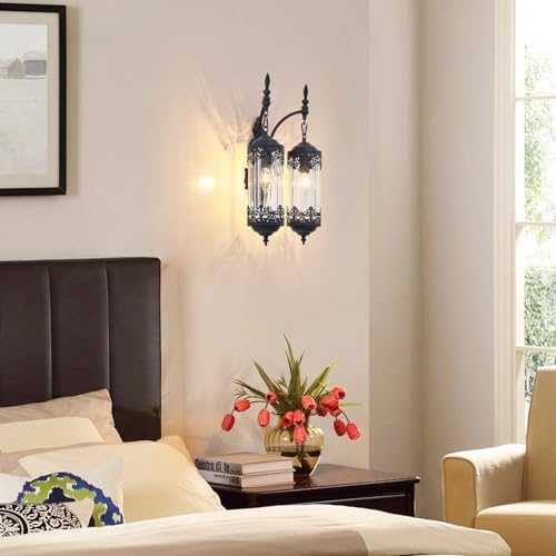 Antique Gothic Glass Wall Sconce for Bedroom