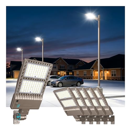6Pack 320W LED Parking Lot Light with Photocell Power Adjustable Pole Light