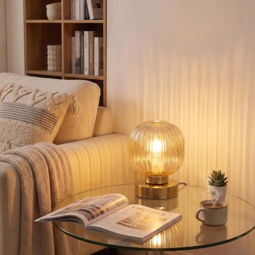 Amber Touch Glass Table Lamp
