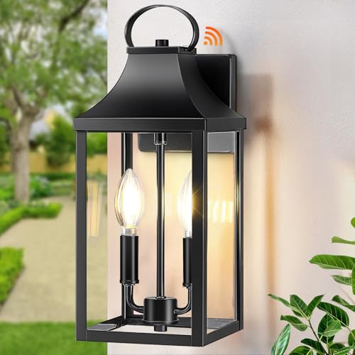 15" Dusk to Dawn Black Outdoor Wall Lantern 2