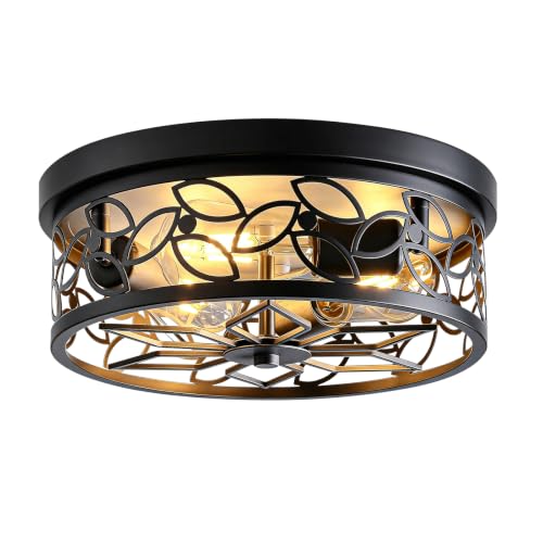 12.6" Gold Accent Flush Mount Ceiling Light (Black)