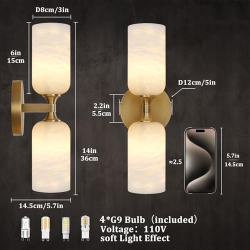 Gold Alabaster Wall Sconces Set of 2 (2 Count)