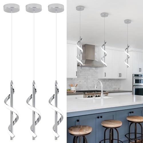 3 Packs Modern Spiral Led Pendant Light Fixture (3 Count)