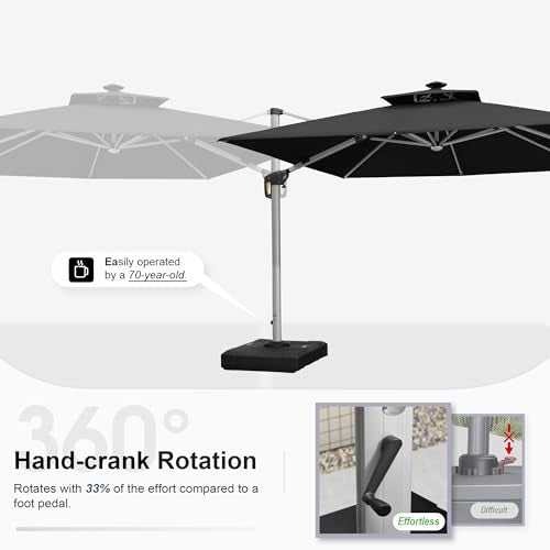 Cantilever Umbrella 10' X 10' Double Top Solar LED Light (100 Sq Ft)