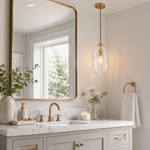 Glass Pendant Lights Kitchen Island Modern Gold Organic Clear Glass Light