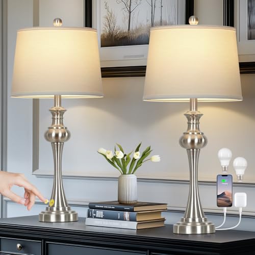 28.75" Silver Table Lamps for Living Room (2 Count)
