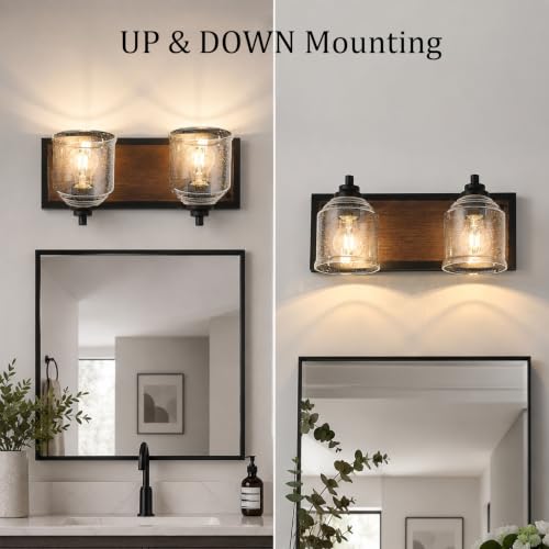 16" 2 Light Farmhouse Bathroom Vanity Light with Bubble Glass