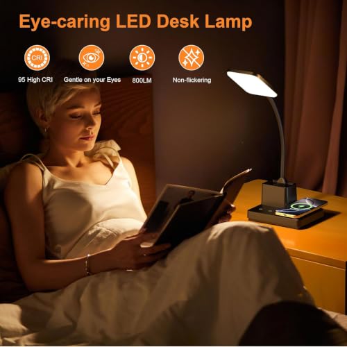 Wireless Charging Desk Lamp USB Charging & Pen Holder