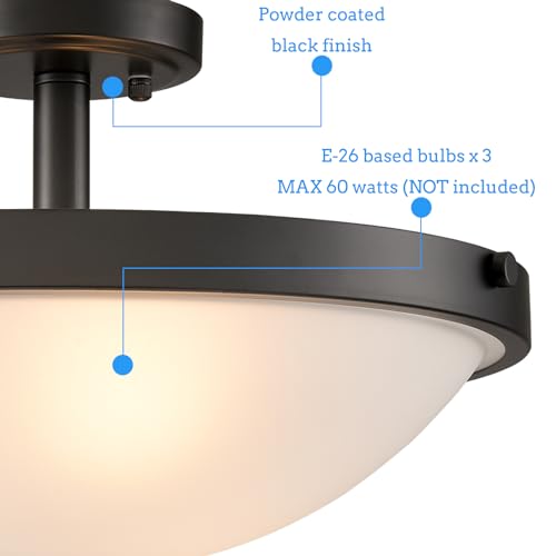 Modern Black Semi Flush Mount Ceiling Light Fixtures