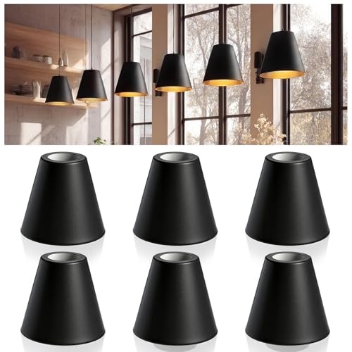 6 Pcs Black Cone Industrial Replacement Lamp Shades (6 Count)