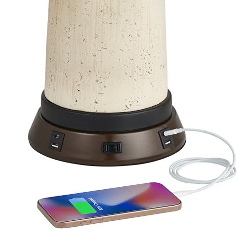 Buckhead 22" High Table Lamp Brown USB Workstation Base Warm Bronze Urn