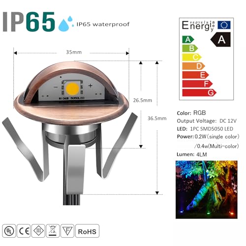 LED Stair Light Low Voltage Waterproof IP65 Outdoor F1.38 Wood 02W~0.4W Multicolored RGB Recessed LED Deck Lighting Yard Garden Patio Step Landscape Pathway Decor Lamp (20 Count)