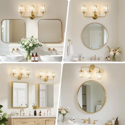 Bathroom Light Fixtures (Brushed Brass / 3 Light)