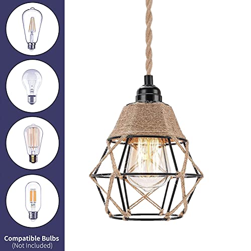 Vintage Boho Lamp Shade Replacement Rustic Industrial Woven Pendant