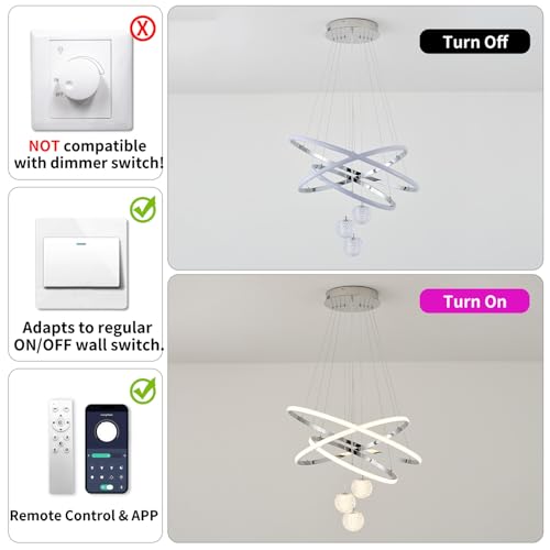 LED Modern 3 Ring Chandeliers
