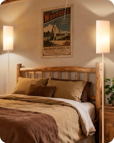 2 Pack Wooden Textured Pole Lamps (2 Count)