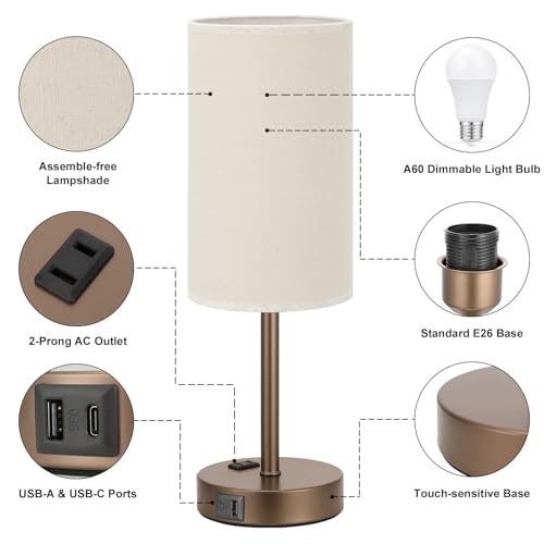 17.4" Brown Lamp for Bedroom
