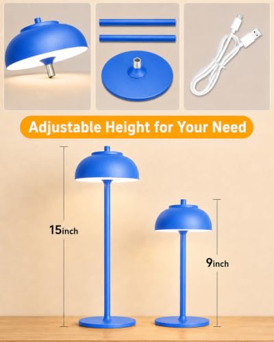 Blue Cordless Table Lamps (2 Count)