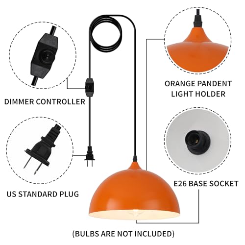 Orange Plug in Pendant Light 2 Packs 11.8inch (2 Count)
