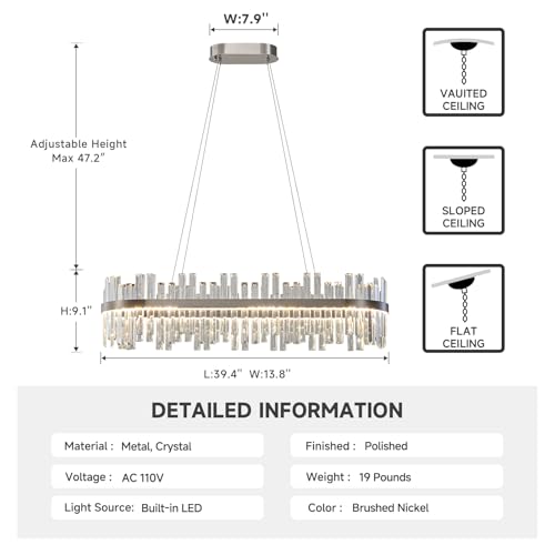 Nickel Led Modern Crystal Chandelier