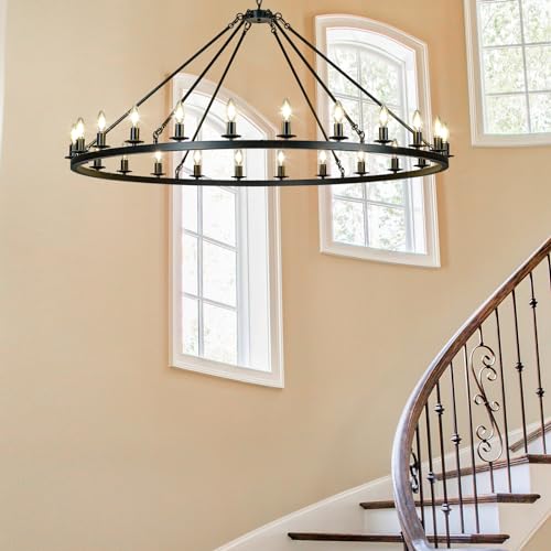Black Wagon Wheel Chandelier 53