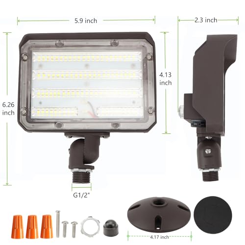 2Pack Dusk to Dawn Outdoor 60W LED Flood Light with Knuckle & Plate Mount (2 Count)