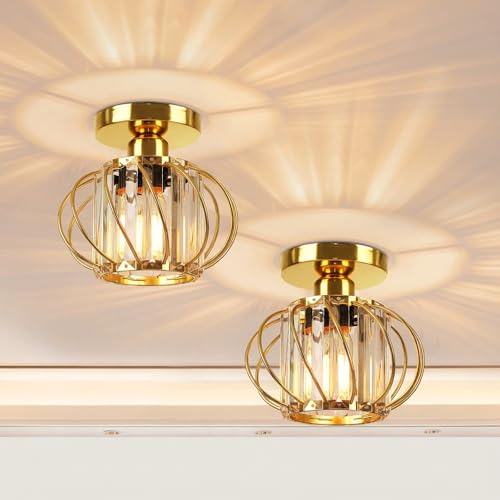 Gold Crystal Ceiling Light Fixture (2 Count)