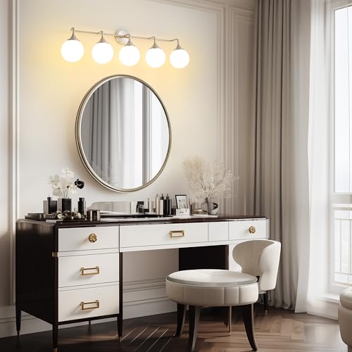 Brushed Nickel Bathroom Light Fixtures Over Mirror Vanity 5