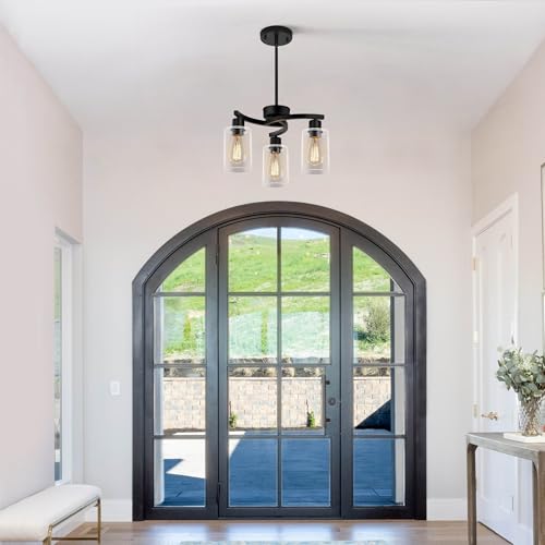 3 Light Modern Farmhouse Black Pendant Lights Kitchen Island (3 Count)