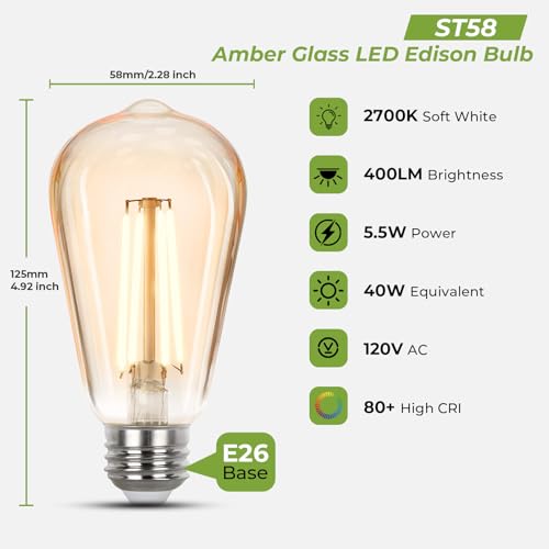 LED Edison Bulbs 40 watt Equivalent (4 Count)