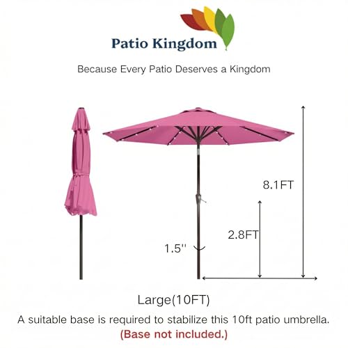 10FT Solar Umbrella 32 LED Lighted Patio Umbrella Table Market Umbrella w
