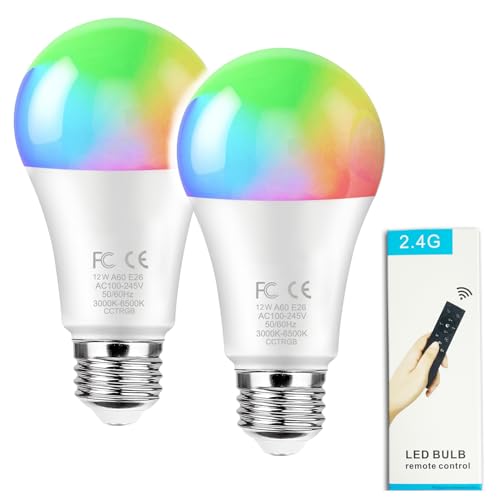 12W A60 Smart LED Light Bulb with a 2.4GHz Remote Control (2 Count)