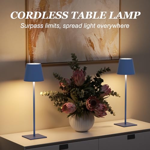 Cordless Rechargeable Table Lamp Navy 5000mAh Battery Operated Lamps (2 Count)