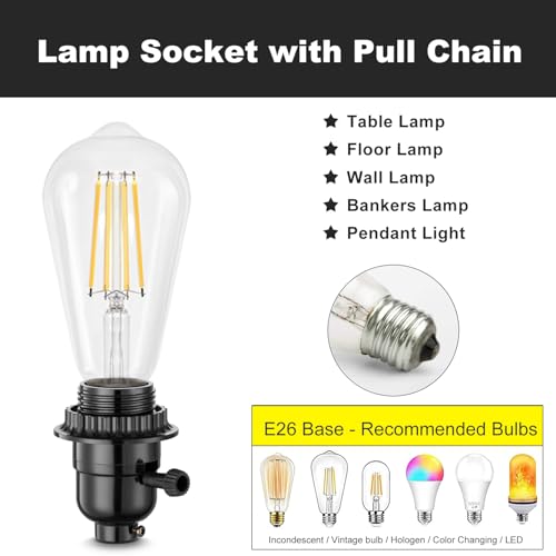 E26 Lamp Socket Replacement with Lamp Shade Ring