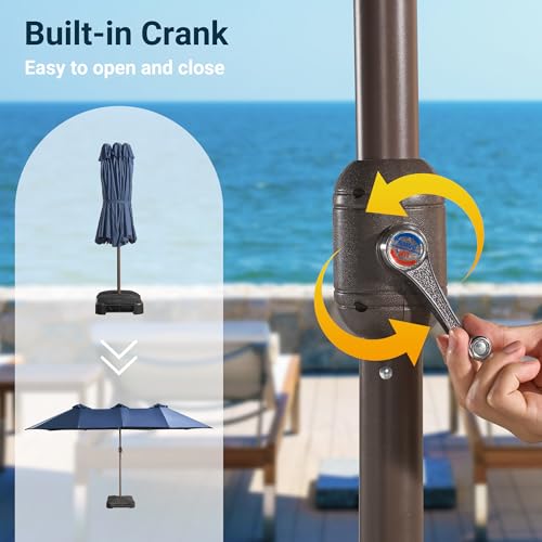 15 Ft Double Head Umbrella Outdoor Patio With Base