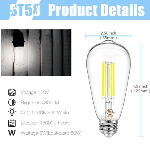 12 Pack Vintage LED Edison Bulbs (12 Count)