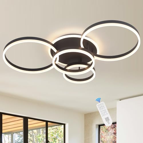 4 Rings Modern LED Chandelier with Remote Semi
