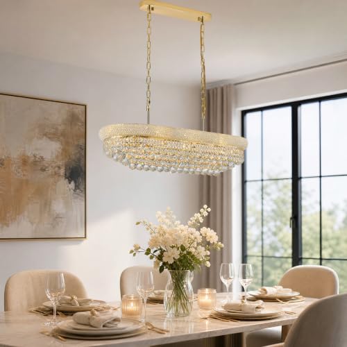 Rectangle Crystal Chandeliers for Dining Room