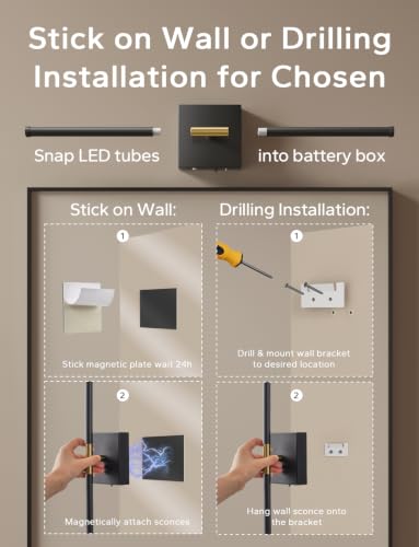 Peel and Stick Wall Sconces Battery Operated Set of 2 (2 Count)