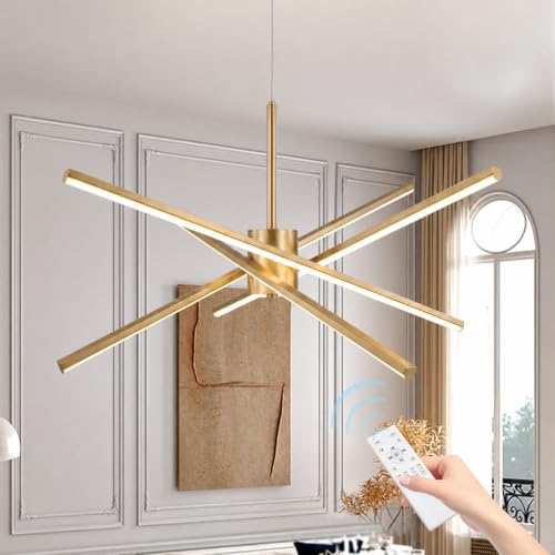 Gold 27 inches Modern Sputnik Chandelier 50W LED Chandeliers