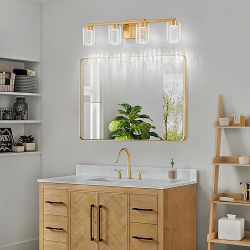 4 Light Gold Vanity Light with 3 Color Modes