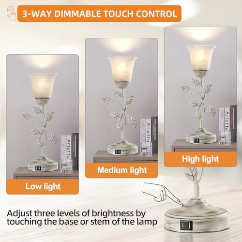 Rustic Touch Table Lamp for Bedroom with 2 USB C+A Ports