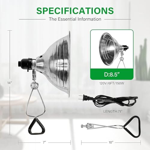 Clamp Lamp Light 150 Watt with 8.5 Inch Aluminum Reflector