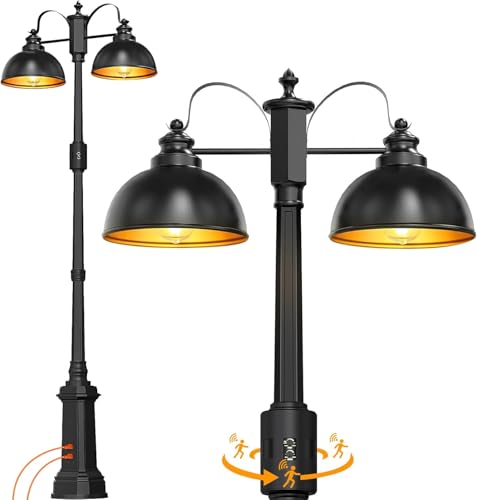 360° Motion Sensor Outdoor Post Lights with GFCI Outlet