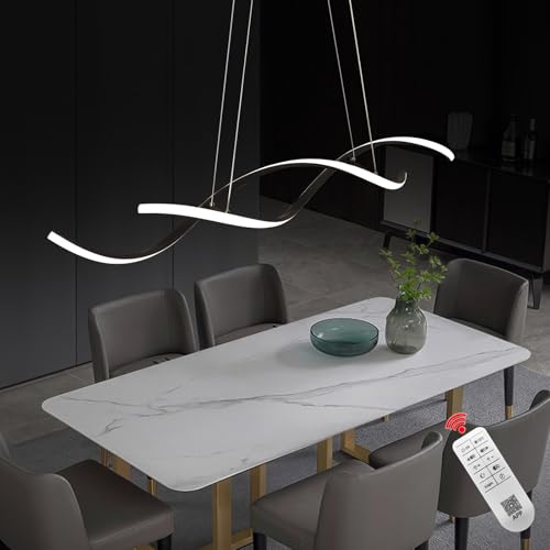 Matte Black Dimmable Pendant Light for Dining Room 43" Over Table
